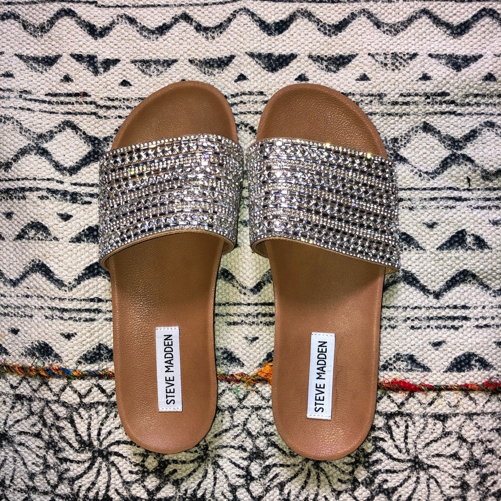 Steve Madden Dazzle Rhinestone Slides Sandals